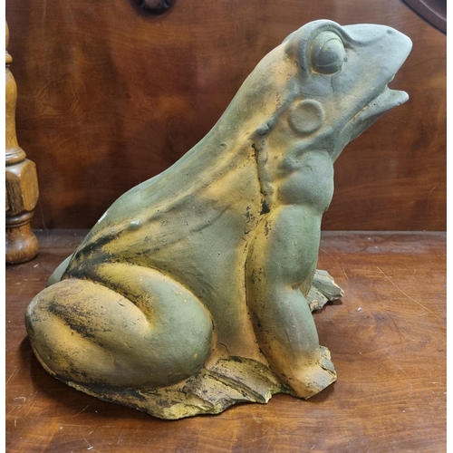 484 - A Terracotta Figure of a Frog. (nibbles to the feet). H 27 cm approx.