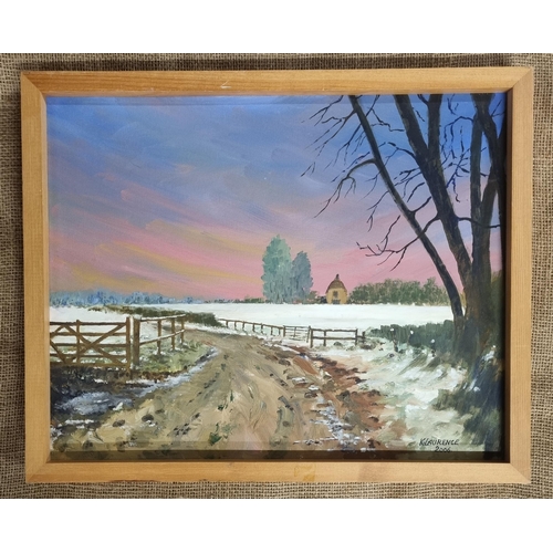 537 - K Laurence; Two Oils On Board of winter scenes both signed lower right. 40 x 50 cm approx.