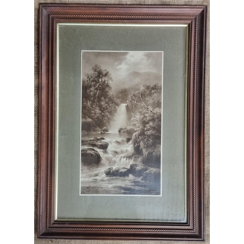 542 - A pair of 19th Century early 20th Century Prints of waterfalls. In good Oak frames. 69 x 49 cm appro... 