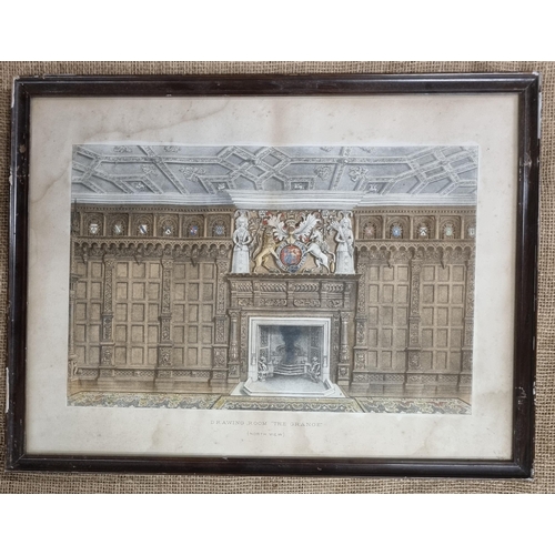 545 - Three Architectural interior scenes of The Drawing Room, The Grange. 41 x 54 cm approx.