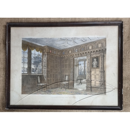 545 - Three Architectural interior scenes of The Drawing Room, The Grange. 41 x 54 cm approx.