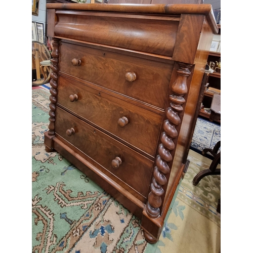 552 - An early Victorian Mahogany Chest Of Drawers with rope edge column supports. 110 x 55 x H 122 cm app... 