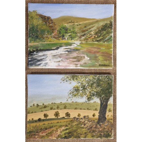 415A - A group of three 20th Century Oils On Canvas of country scenes by K. Laurence. Unframed. 21 x 30 cm ... 