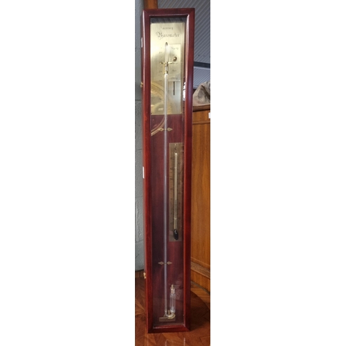 840 - A reproduction Mahogany cased mercury Barometer. 96 x 14 cm approx.