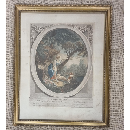 844 - A pair of 19th Century colour Engravings of classical scenes possibly French in good original gilt f... 