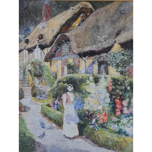 940 - David Woodlock. 1842-1929. A Watercolour 'Anne Hathaway's cottage near Stratford on Avon'. Signed LL... 