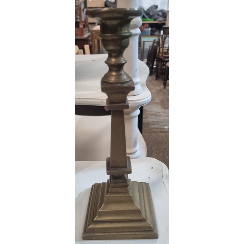 1262 - A Lucky Dip to include 19th Century Brass Candlesticks, a 19th Century Pine Bin and other items.