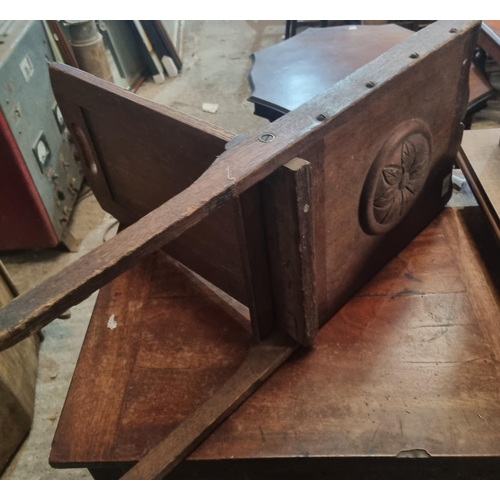 1263 - A good serpentine fronted Mahogany Cabinet, ( door off hinges) along with a 19th Century Gout Stool ... 