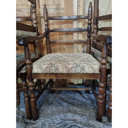 1266 - An early 20th Century Oak kitchen Table and Chairs by Younger. H 74 x W 92 x L 157 (without extendab... 