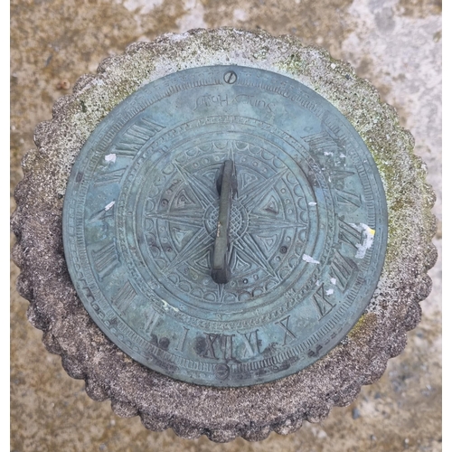 1300 - A good neat garden Sundial on stone base.
Height 60 x D 27 cm approx.