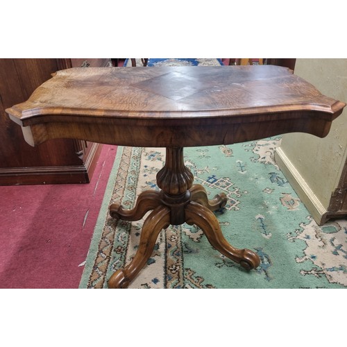 1296 - A  really good quantity 19th Century Walnut serpentine fronted fold over Card Table with turned carv... 