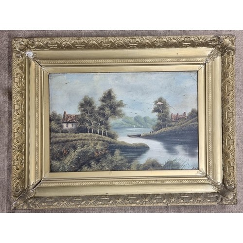 1297 - A pair of 19th Century Oils on Canvas of lake and river scenes, indistinct signed in good original f... 