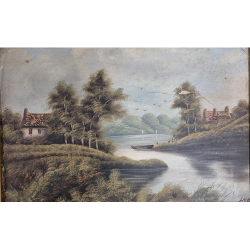 1297 - A pair of 19th Century Oils on Canvas of lake and river scenes, indistinct signed in good original f... 