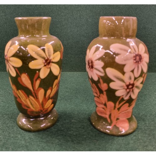 673 - Two 19th Century hand painted Vases in the Moorcroft style along with a large porcelain Figure of a ... 