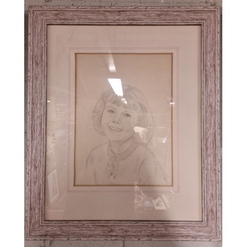 868 - Two Pencil Drawings of two young Girls. No apparent signature. 35 x 25 cm approx.