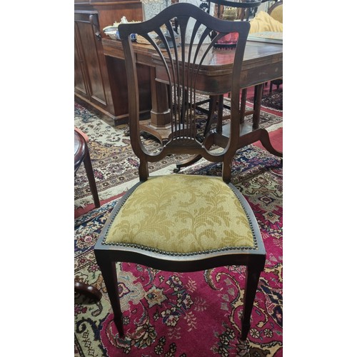 863 - A 19th Century Mahogany pierced back Chair along with a mahogany piano stool and a mahogany dropleaf... 