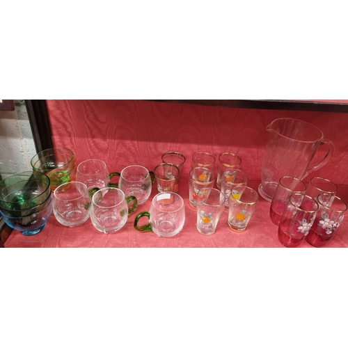 180 - A set of six Babycham Glasses along with other vintage Glassware.