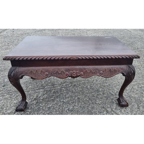 1215 - A late 19th Century early 20th Century Oak hall Stand with tray base along with a Mahogany Coffee Ta... 