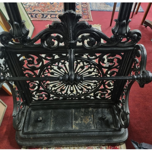 984 - A very good heavy Cast Iron Coat Stand with tray base. W 75 x H 182 cm approx.