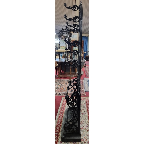 984 - A very good heavy Cast Iron Coat Stand with tray base. W 75 x H 182 cm approx.