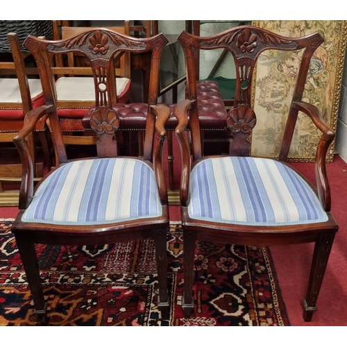 264 - A good pair of late 19th early 20th Century Mahogany Carvers with highly carved backs and square fro... 