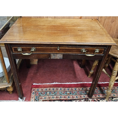 1288 - A 19th Century Mahogany single drawer Side Table on square fluted supports. W 84 x 43 x H 72 cm appr... 