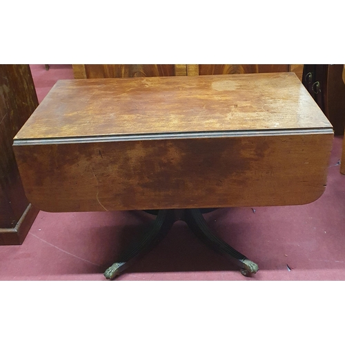 1295 - A 19th Century Pembroke Table with solid Mahogany top and brass claw castors (lacking end drawer).
H... 