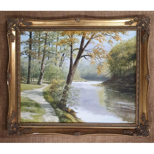 89 - A 20th Century Oil on Board of a river scene by Dalrymple. Signed LR. Well framed. 40 x 50 cm approx... 