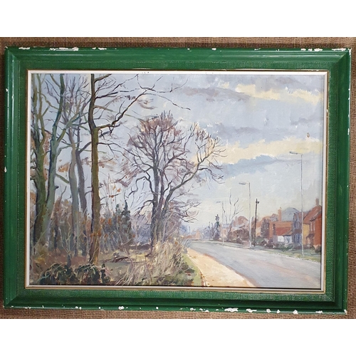 93 - A 20th Century Oil on Board of a street scene by Peter Howard. Signed LL. 44 x 60 cm approx.