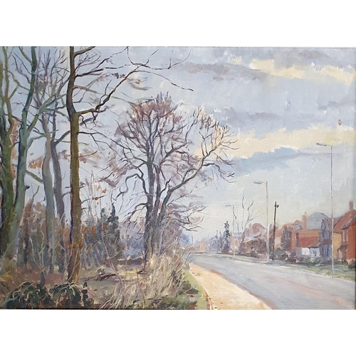 93 - A 20th Century Oil on Board of a street scene by Peter Howard. Signed LL. 44 x 60 cm approx.