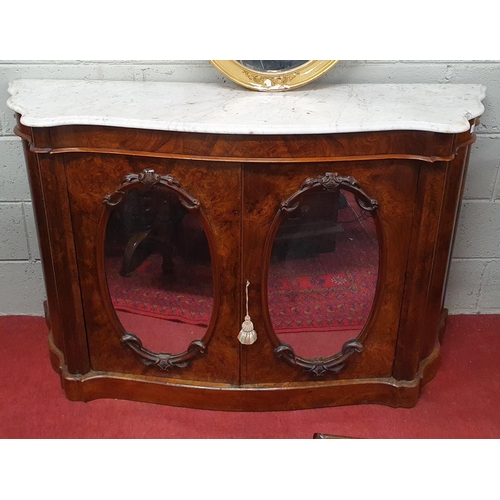 98 - A Fantastic 19th Century serpentine fronted Walnut and Veneered two door Cabinet with elliptical mir... 