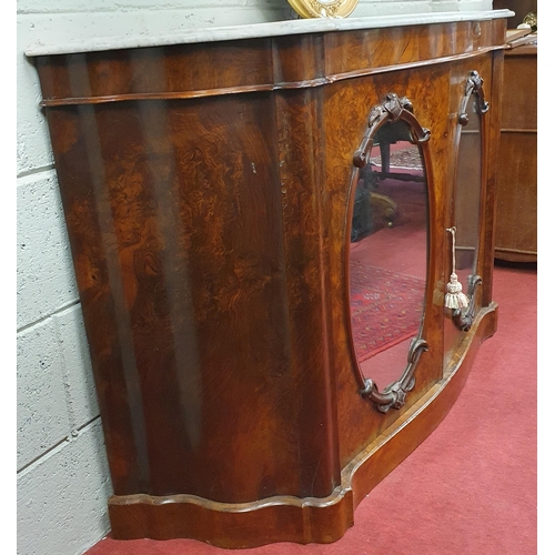 98 - A Fantastic 19th Century serpentine fronted Walnut and Veneered two door Cabinet with elliptical mir... 