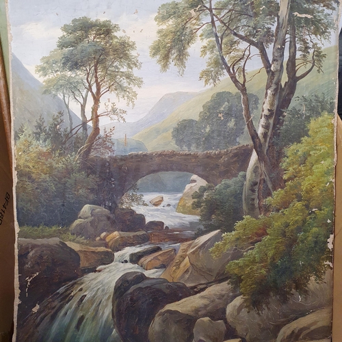 908 - A 19th Century Oil on Canvas of a river rapids scene along with a 19th Century watercolour of a boat... 