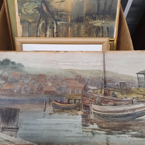 908 - A 19th Century Oil on Canvas of a river rapids scene along with a 19th Century watercolour of a boat... 