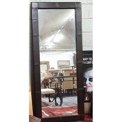 913 - A large leather effect Cheval Mirror. 80 x 190 cm approx.