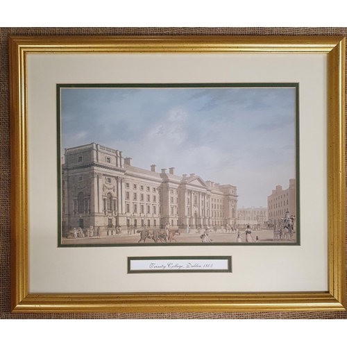 914 - A set of coloured Prints of Dublin scenes. The Customs House, Marine school Dublin, Trinity College ... 