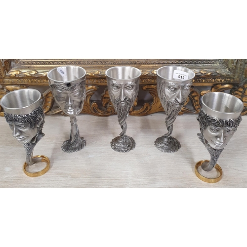 919 - An unusual set of Pewter Goblets from The Lord of The Rings series made by The Royal Selangor Pewter... 