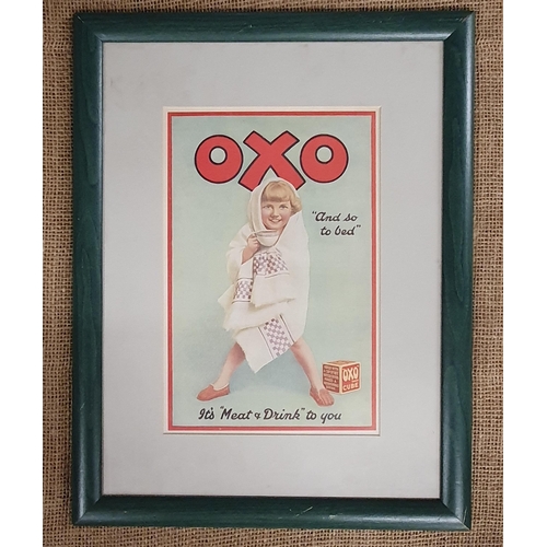 929 - An Oxo coloured advertising Print. 'It's meat and drink to you'. 45 x 35 cm approx.