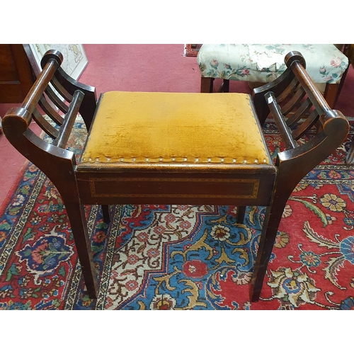 932 - An Edwardian Mahogany Purdonium along with a piano stool and two fire screens.