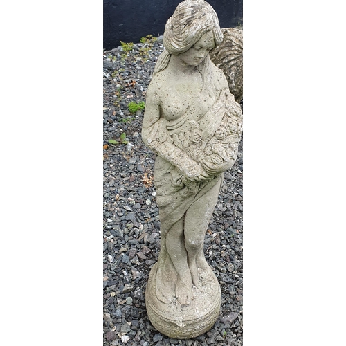 954 - A Reconstituted Stone Garden Statue of a Lady holding a bunch of Flowers .
Height 80 cm approx.