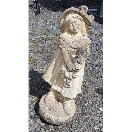 957 - Two  Reconstituted Stone Garden Statue of a young Girl and A nude Lady , tallest 61 cm approx.