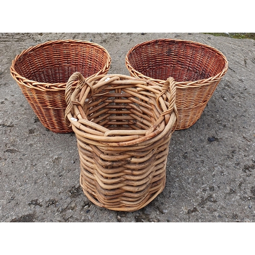 984 - Two Bentwood Style Chairs along with three Wicker Baskets.