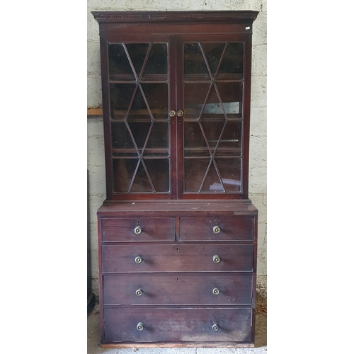 1010 - An Early 20th Century Bureau Bookcase along with a single door side Cabinet, both need repairs.