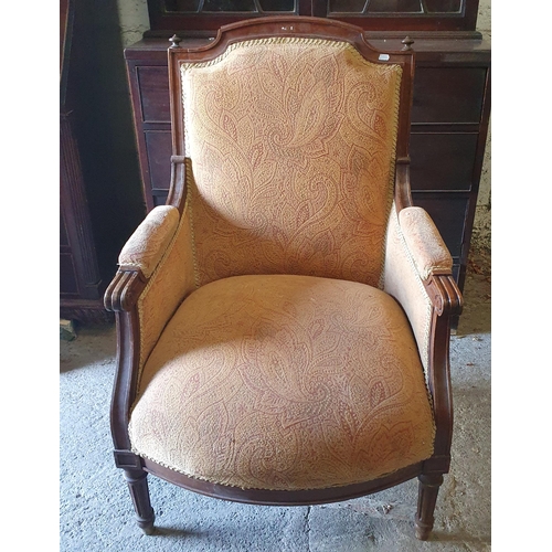 1019 - An Early 20th Century Arm Chair along with four Victorian Dining Chairs. Lacking seats.