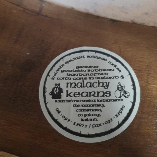 1021 - A Good Hand crafted goats skin Irish Bodhran by Malachy Kearns of Galway.