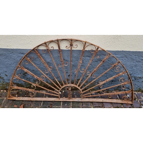 12 - A good old cast Iron fan Light with pierced outline. 154 x 77cm approx.