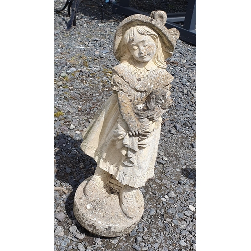 20 - Two  Reconstituted Stone Garden Statue of a young Girl and A nude Lady, tallest 61 cm approx.