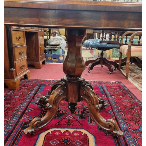 55 - A Fantastic 19th Century Rosewood Foldover Card Table on carved quatrefoil base with octagonal shaft... 