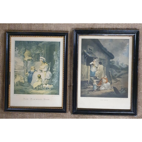 57 - A good set of six coloured prints after Moreland in Hogarth style frames. 35 x 27 cm approx.