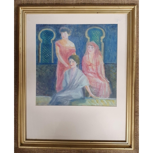 62 - Piergiorgio Pistelli . A 20th Century Watercolour of three beautiful Women. Signed LL and inscribed.... 